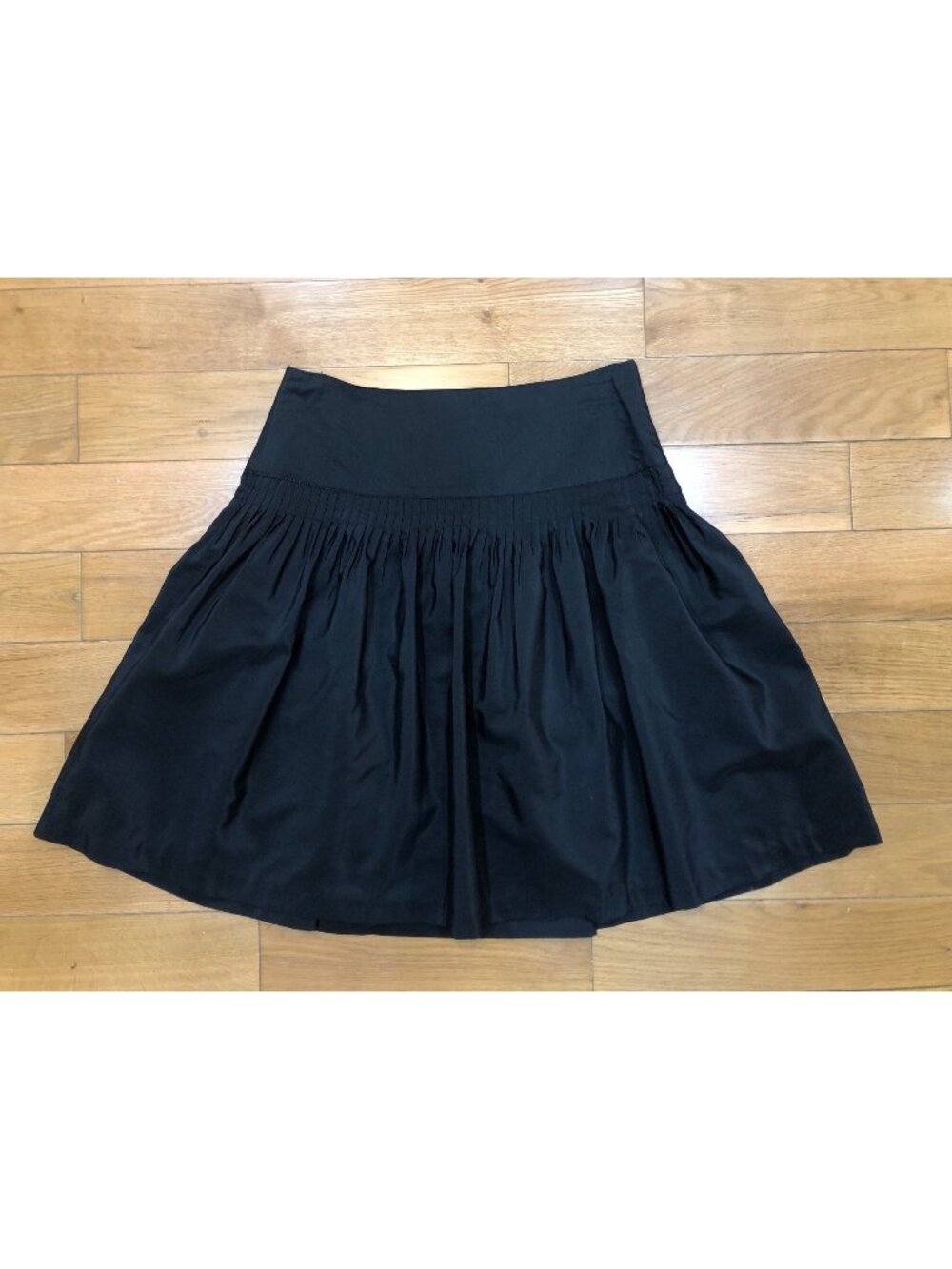 GAP Vintage Holiday 2008 Black Silk Cotton Pleated A-Line Flare Skirt Size 0 Y2K